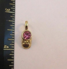 14KT GOLD EP OCTOBER – ROSE CRYSTAL BABY SHOE BIRTHSTONE CHARM PENDANT