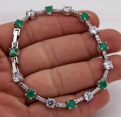 Silver 18K White Gold Filled Dark Blue & Clear CZ Tennis Style Bracelet 6-7″