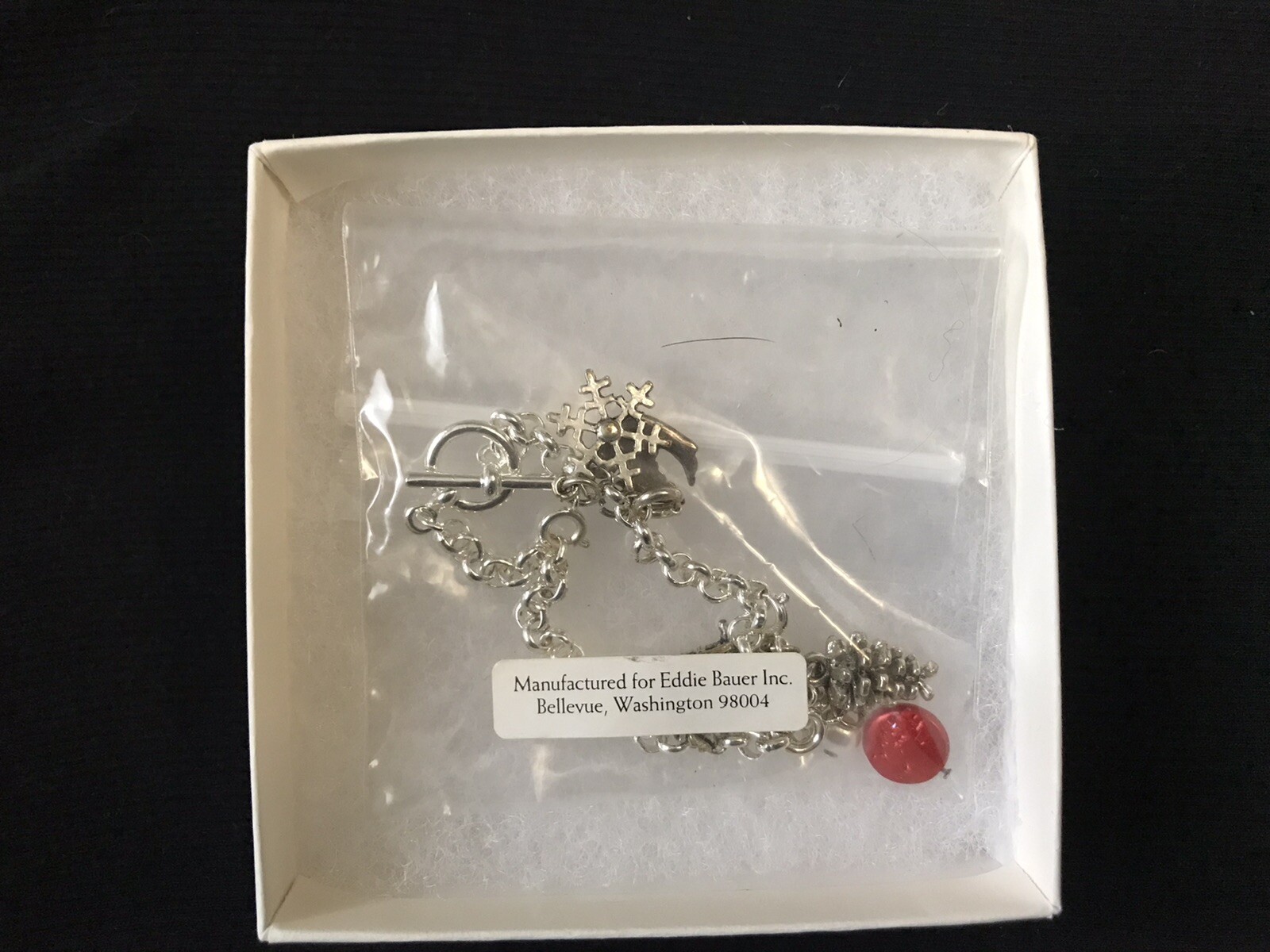 8” Eddie Bauer Charm Bracelet Winter Christmas Theme Pinecone Sled Holly BNIB gallery