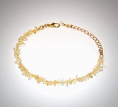 Natural Yellow Citrine Stone Chip Adjustable Bracelet Lobster Claw Closure
