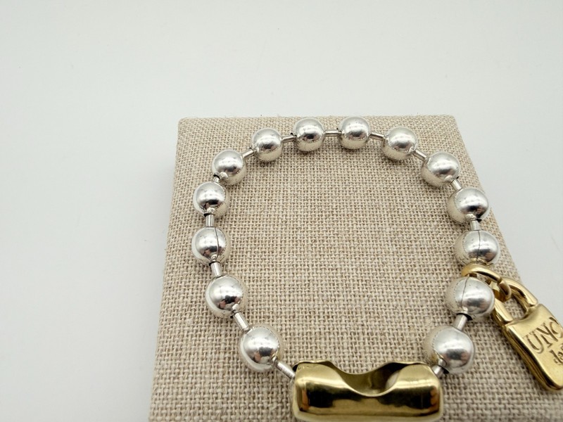 NEW Uno de 50 SNOWFLAKE Bracelet Sterling Silver 18k Gold Plated Beads Large gallery