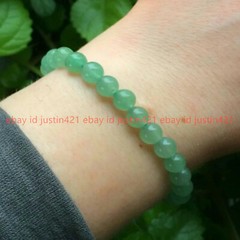 8/10/12mm Natural Light Green Jade Round Beads Gems Adjustable Bracelet 7.5″