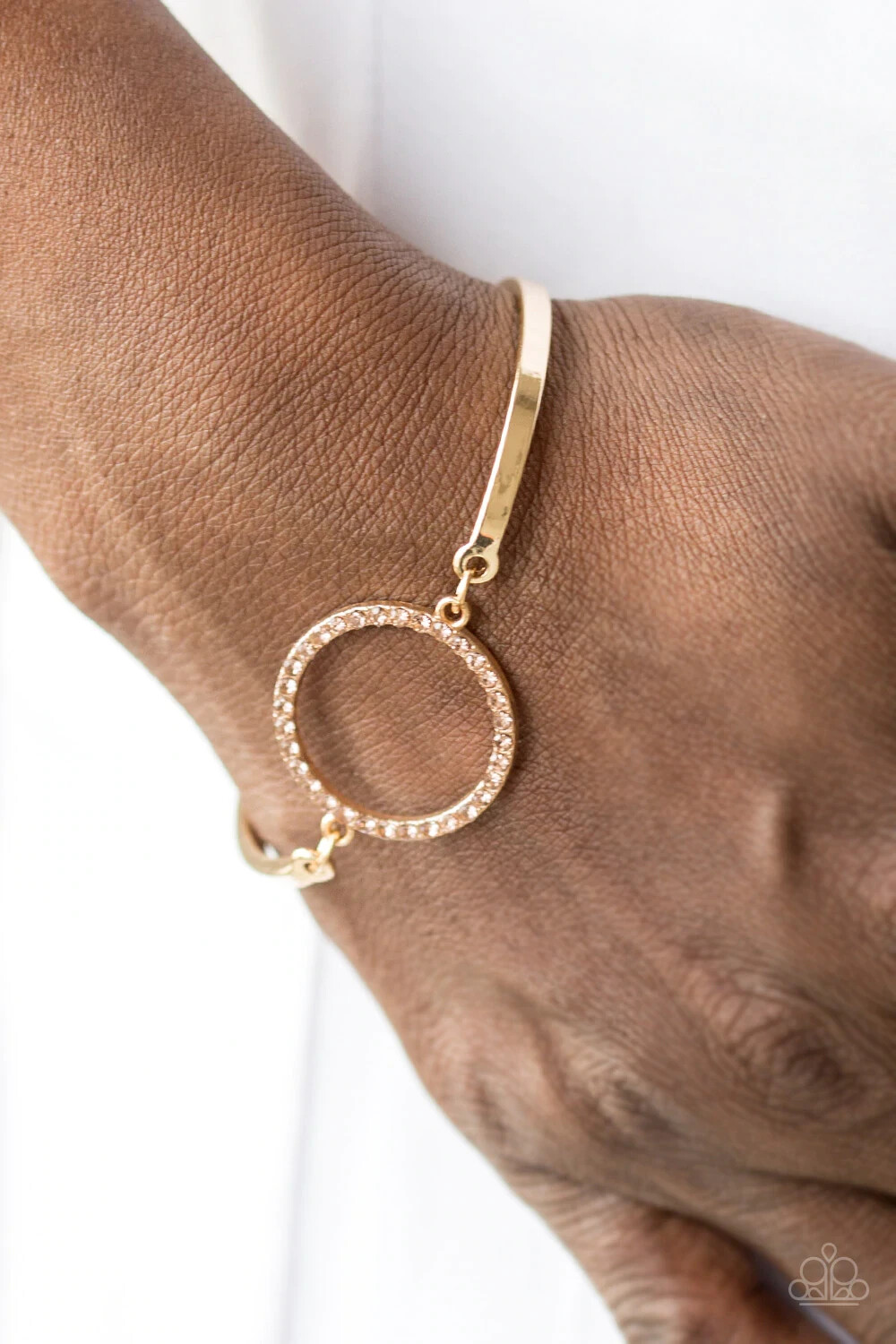 Paparazzi Bracelet- Center of Couture- Gold with Glittery Rhinestones gallery