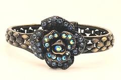 B001 Textured Vintage fancy Chic blue color Rose Flower fashion Bracelet
