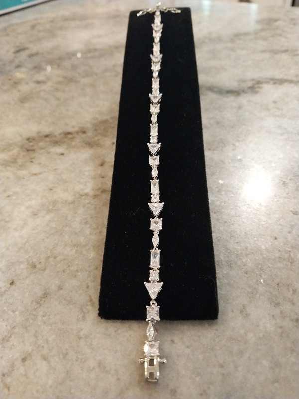 Lustro Stella Finest CZ Mixed Shapes Bracelet in Rhodium Over Sterling Silver (8 gallery