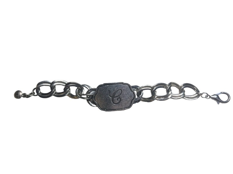 John Wind Silver Tone Chunky Double Link “C” Bracelet 7” gallery