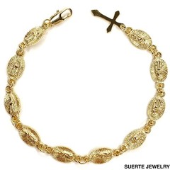 14K Gold Plated Virgin Mary Bracelet Oro Laminado Virgen De Guadalupe Pulsera