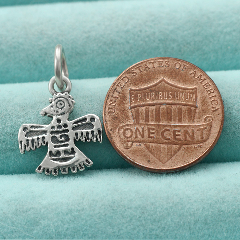 Aztec Maya Eagle Bird Pendant Charm 925 Sterling Silver Ethnic Symbol Mexican gallery