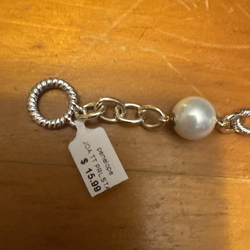 Penelope Pearl Beaded Bracelet, White Round Pearls, Ball/Bead Chain gallery