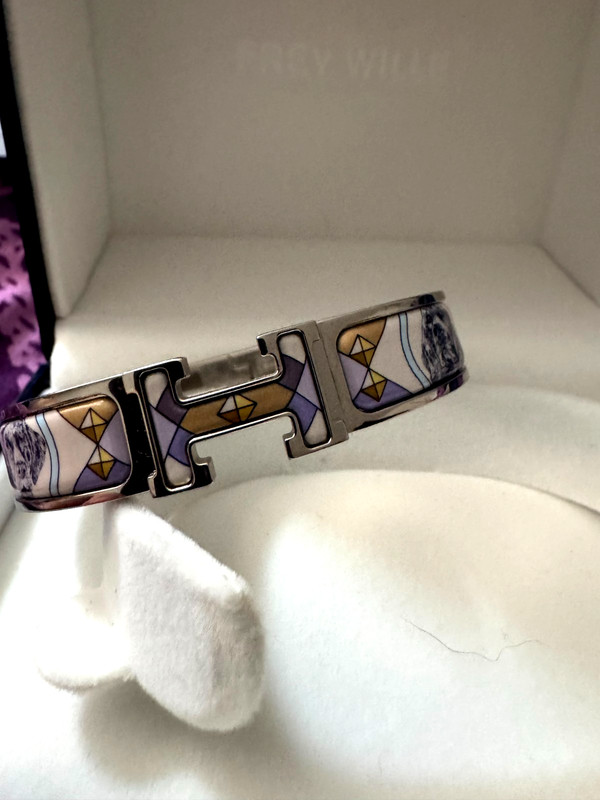 HERMÈS Enamel Clic H Colliers de Chien Four Dog Palladium PM Bracelet gallery