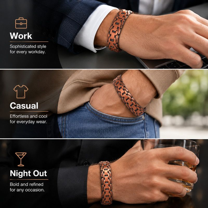 Vintage Braided Copper Magnetic Bracelet Unisex Adjustable Pain Relief Arthritis gallery