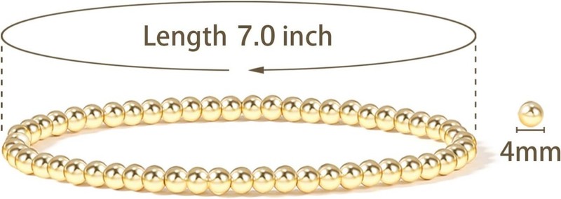 Women's Gold Bead Bracelet Set - 5 Small Beaded Bracelets gallery