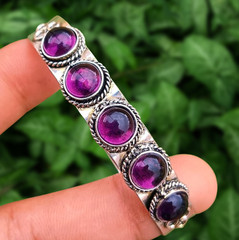 Buy Amethyst Gemstone 5 Stone Bangle 925 Sterling Silver Plated Handmade Jewelry