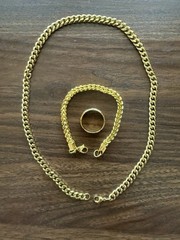 3pcs Necklace Bracelet Ring Brand New Unisex 7MM 50 CM Fast Shipping