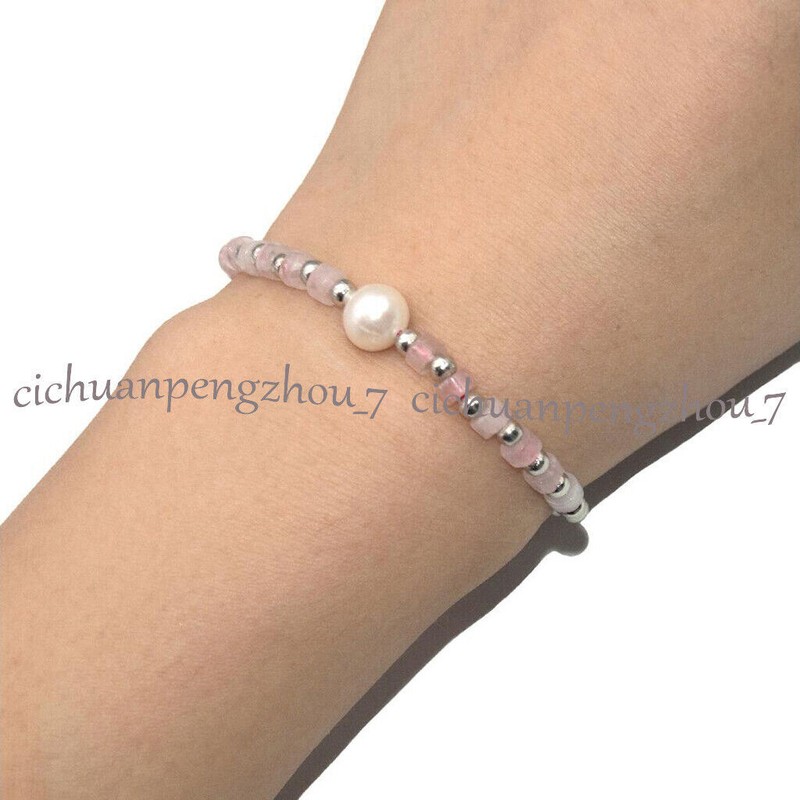 2x4mm Multicolor Gems Smooth Tyre Rondelle Spacer White Pearl Elastic Bracelet gallery
