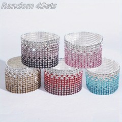 4Pcs Random Stretch Bracelets Wide Elastic Cuff Bangles Women Party Jewelry Gift