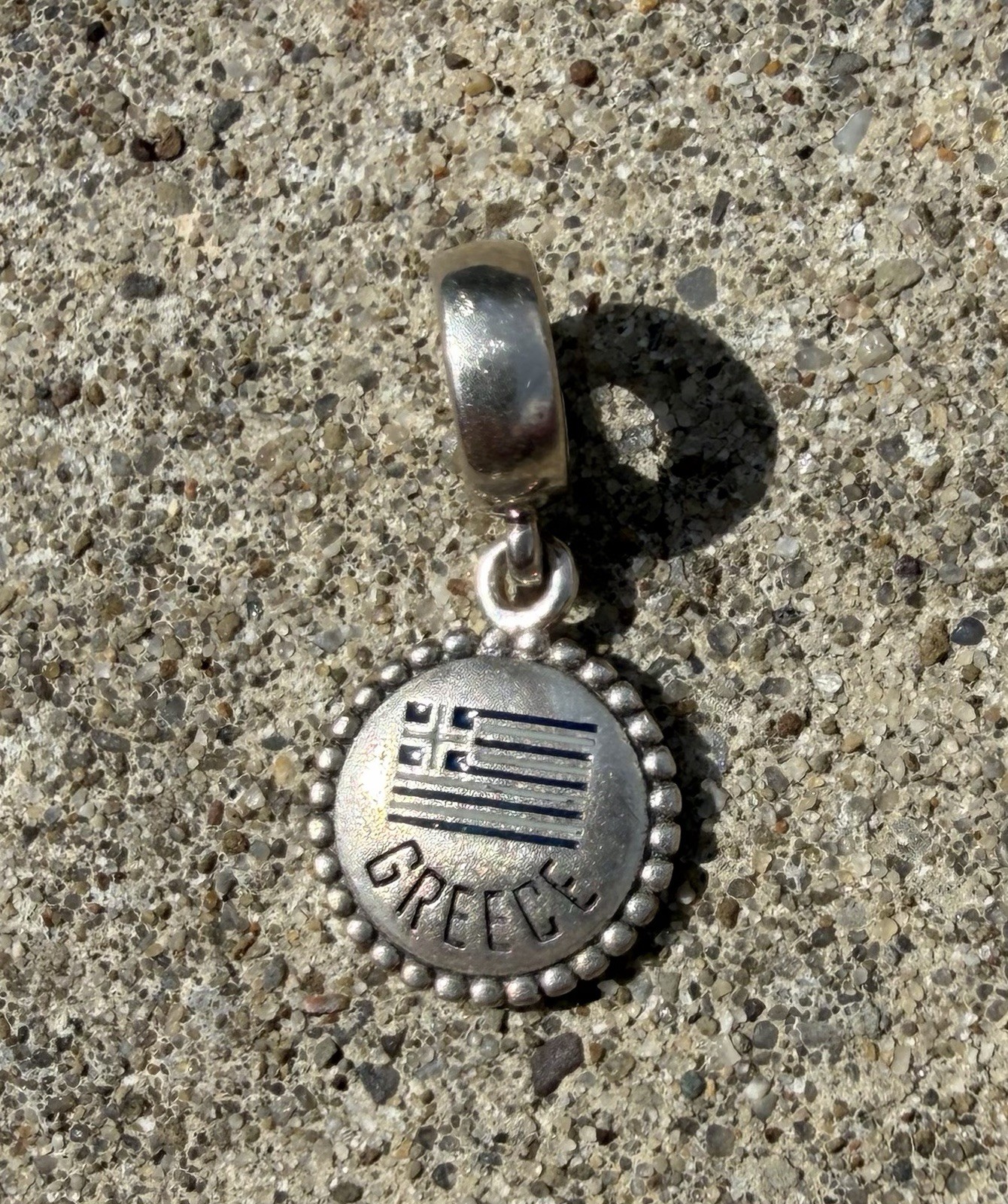Pandora Sterling Silver Greece Greek Flag Exclusive Dangle Charm gallery