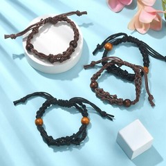 4Pcs Adjustable Stone Cage Cord Waxed Braided Bracelet for DIY Bracelet Making