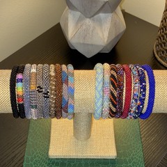 Handmade Roll-On Seed Beaded Bracelets Stackable Set of 18