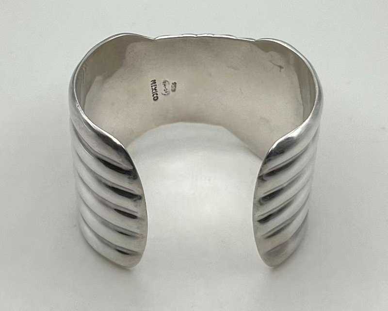 Vintage Mexico Taxco 950 Sterling Silver Twill Cuff Bangle Bracelet gallery