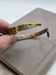 Brass Snake Arm Cuff Bracelet African Brass Egyptian Revival Snake Amulet VTG 8″