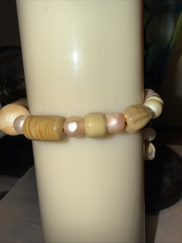 Handmade Vintage Earth Toned Beads/ Pearls 8” gallery