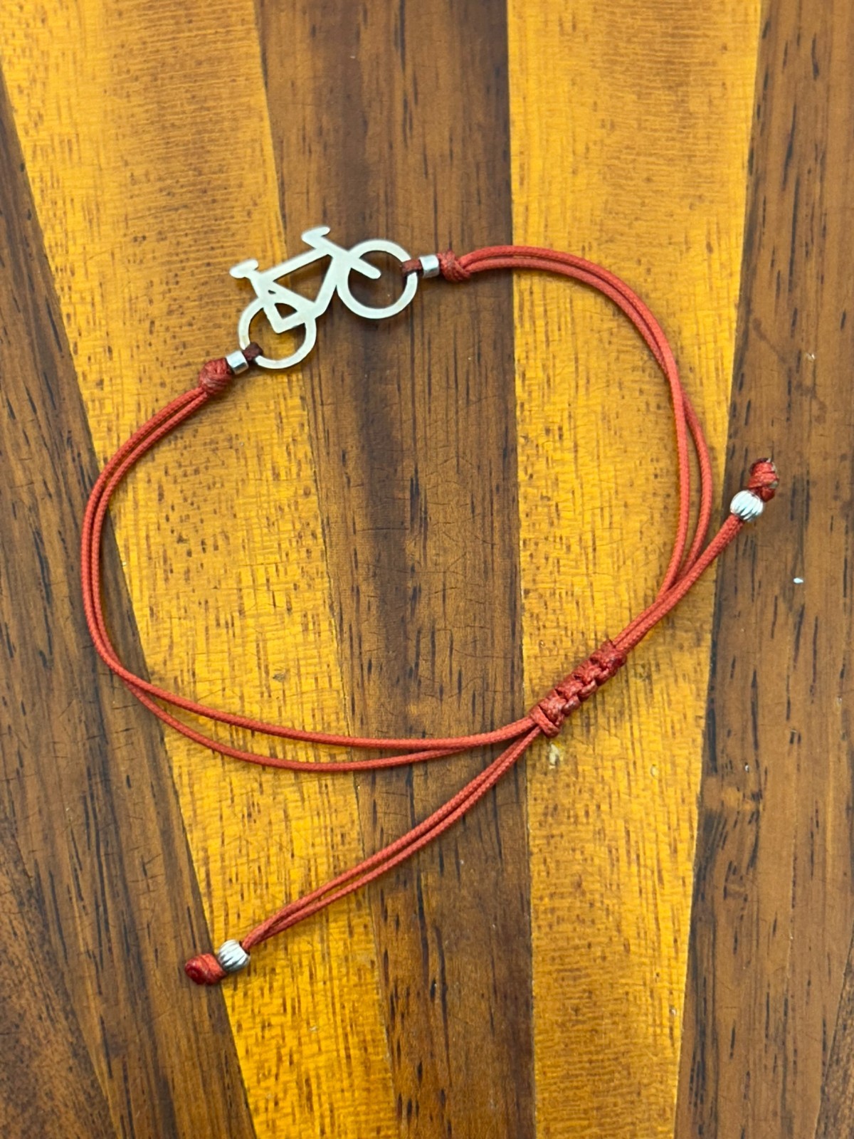 Sterling 925 Bike Charm Rope Bracelet Adjustable Red Rope gallery