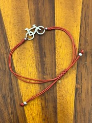 Sterling 925 Bike Charm Rope Bracelet Adjustable Red Rope