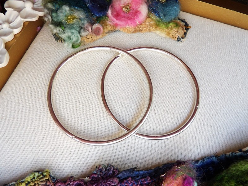 sterling silver bangles for women, set of 2, stamped gallery