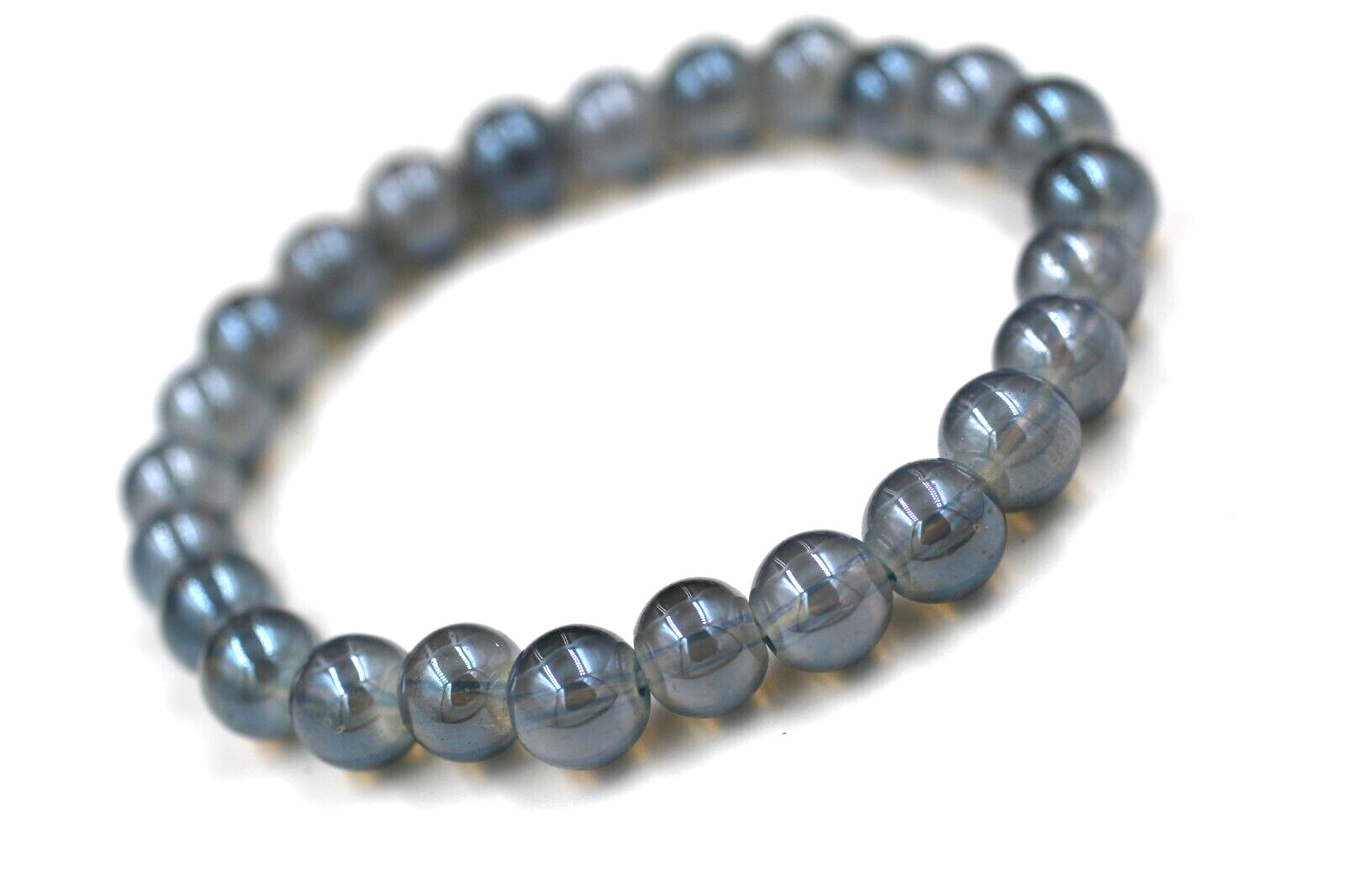 Chalcy Blue Coated Crystal Adjustable Fashion Bracelet Round Beads 7.5'' Inch gallery