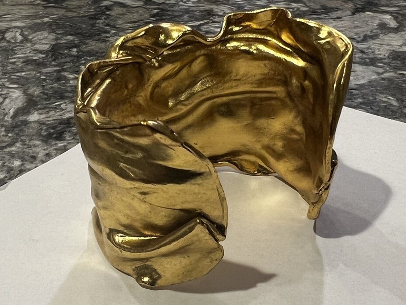 Gold Brass Bungle Bracelet Modern One Size gallery