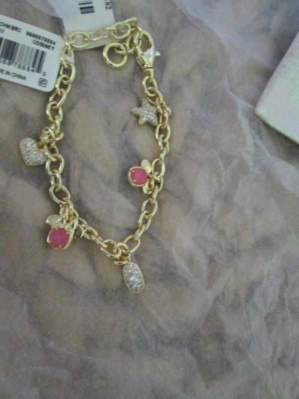 Kendra Scott Disney Mickey & Minnie Mouse Crystal Pink Drusy Gold Charm Bracelet gallery