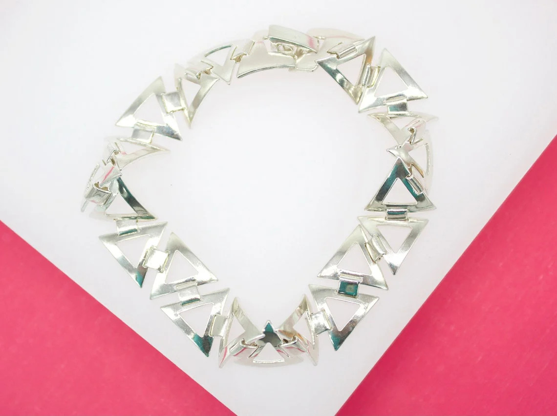 18K Rhodium Filled Designed Triangle Link Bracelet gallery