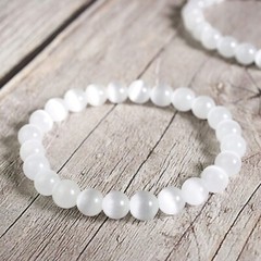 Natural Selenite 8mm Beads Crystal Gemstone Healing Women Bracelet Amulet Gift