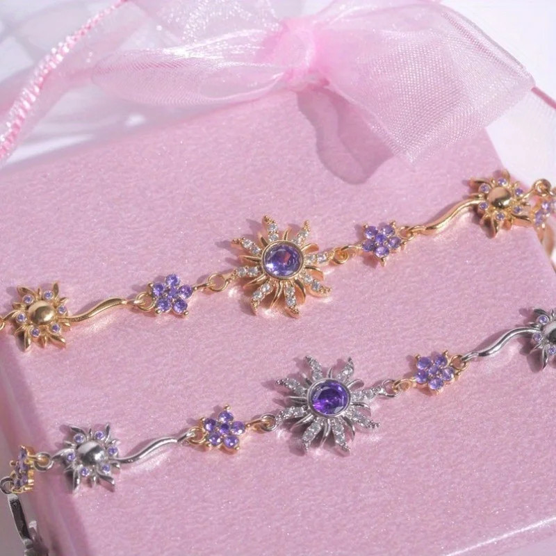 Sparkling Zircon Inlaid Sunflower Flower Bracelet, A Light Luxury Accessory gallery