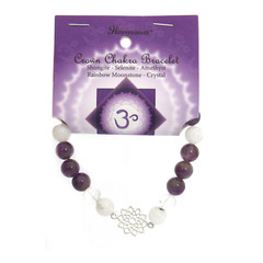 NEW Crown Chakra Gemstone Bracelet Round Crystal Bead 8mm Stretchy – One Size