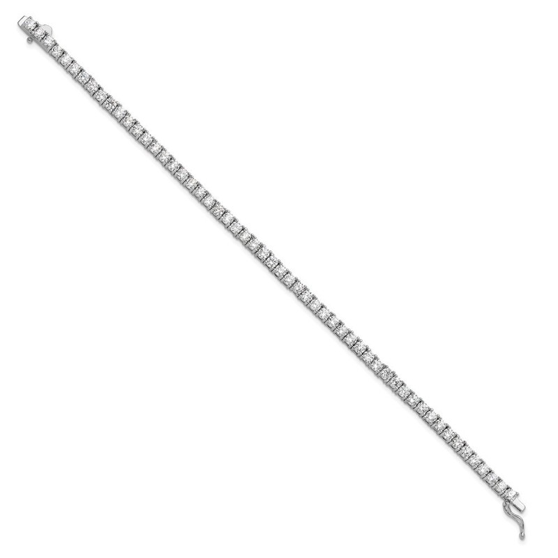 Sterling Silver Rhodium-plated 3mm Cubic Zirconia Bracelet 7" for Women 8.22gm gallery