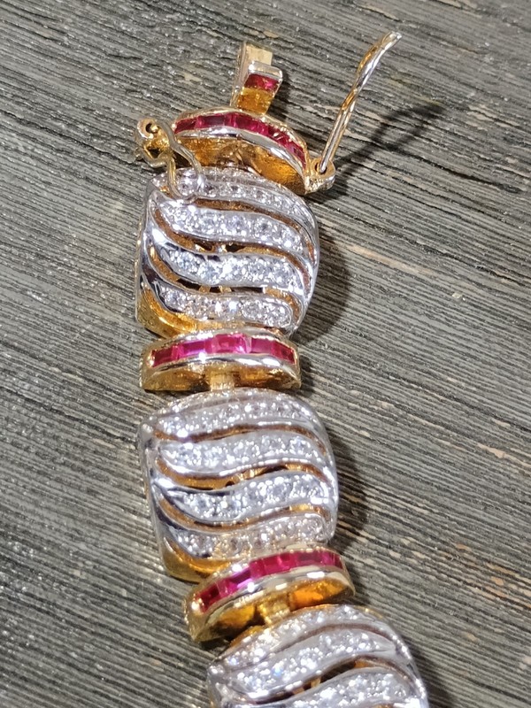 Lab Created Ruby Cubic Zirconia Gold And Silver Tone Bracelet gallery