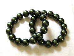 QVC JOAN RIVERS Imitation BLACK PEARL BEAD Stretch BRACELET Pair