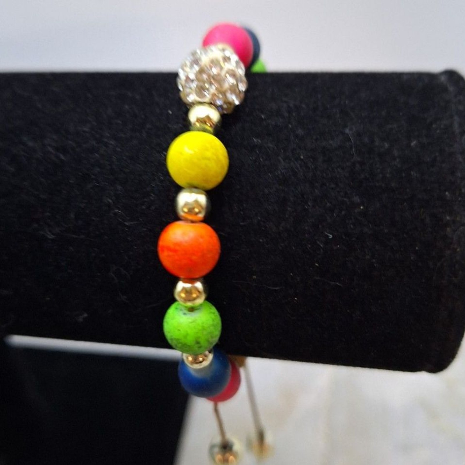 A 123 Bijoux Colorful Beaded Adjustable Women's Bracelet Rhinestone Boho gallery