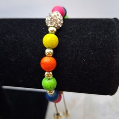 A 123 Bijoux Colorful Beaded Adjustable Women’s Bracelet Rhinestone Boho