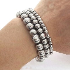 7-11″ 6/8/10mm Men/Women’​s Handmade Silver Gold Beads Stainless steel Bracelet