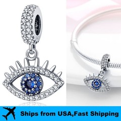 PANDACH 925 Sterling Silver Evil Eye Charm For Bracelet & Necklace Pendant DIY