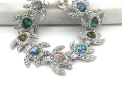 Abalone Shell Turtle Bracelet Silver Plated Magnetic NEW and Beautiful