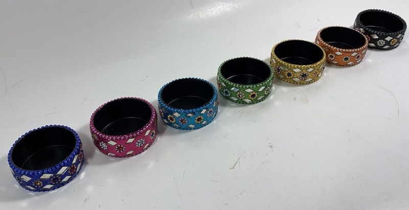 Tea Light Holder Cup 7 Colors Sparkles Mirror & Bead Pieces All Over Elegant gallery