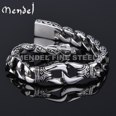 MENDEL Vintage Fine Mens 8 Inch Motorcycle Biker Chain Bracelet Stainless Steel