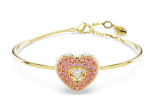 Swarovski – Hyperbola bangle – Heart, Pink, Gold-tone plated