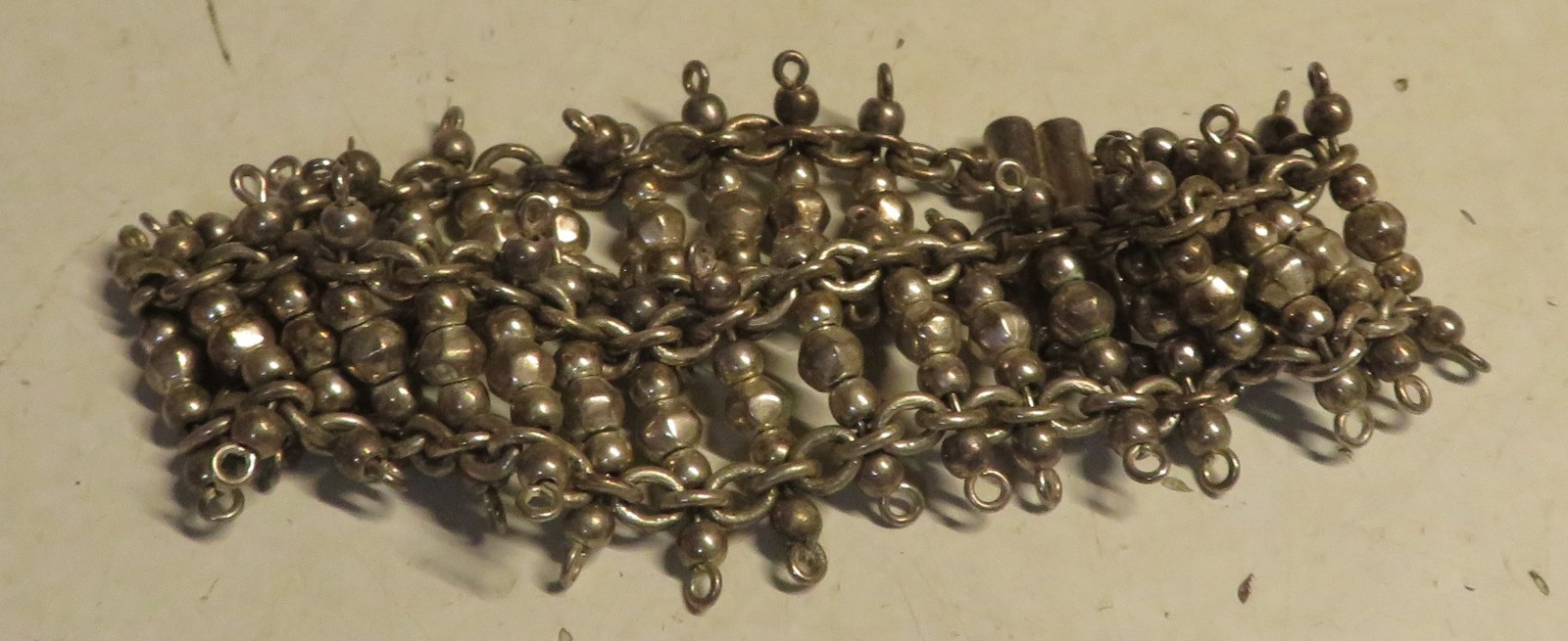Vintage Tibetan Style Silver Tone Multi Strand Beaded Bracelet Unbranded 7" x.75 gallery