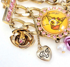 Betsey Johnson Tea Party Bracelet Statement Charms Lucite Bubble Signed *Rare*