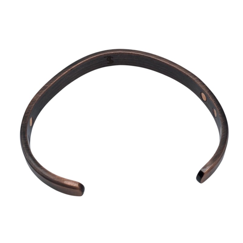 Vintage Bracelet Cuff Rustic Solid Copper Brushed Dark Oxidized Signed 7.5" gallery